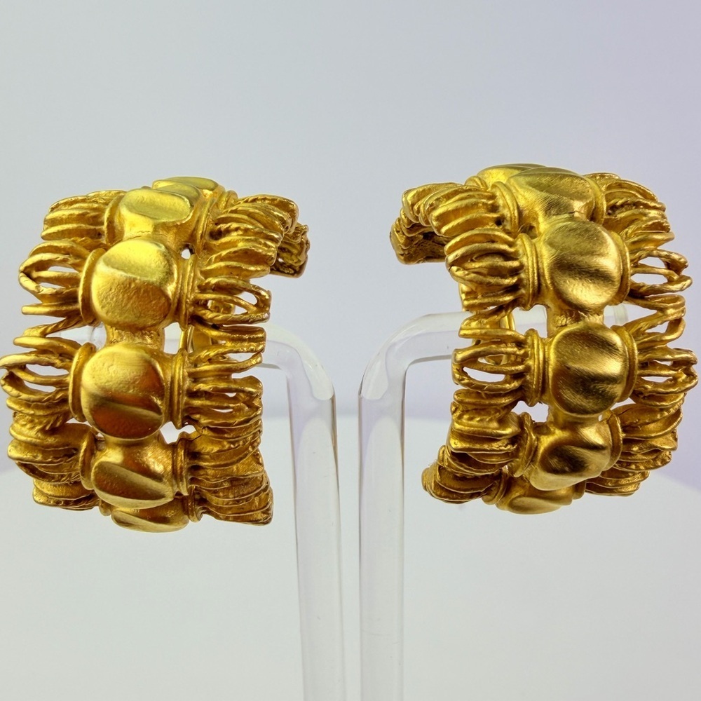 Vintage Givemchy Half Hoop Chunky Gold Earrings
